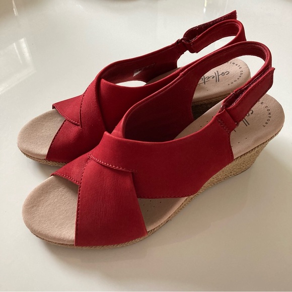 Lafley Alaine Red Leather Clarks Wedges - Main Image